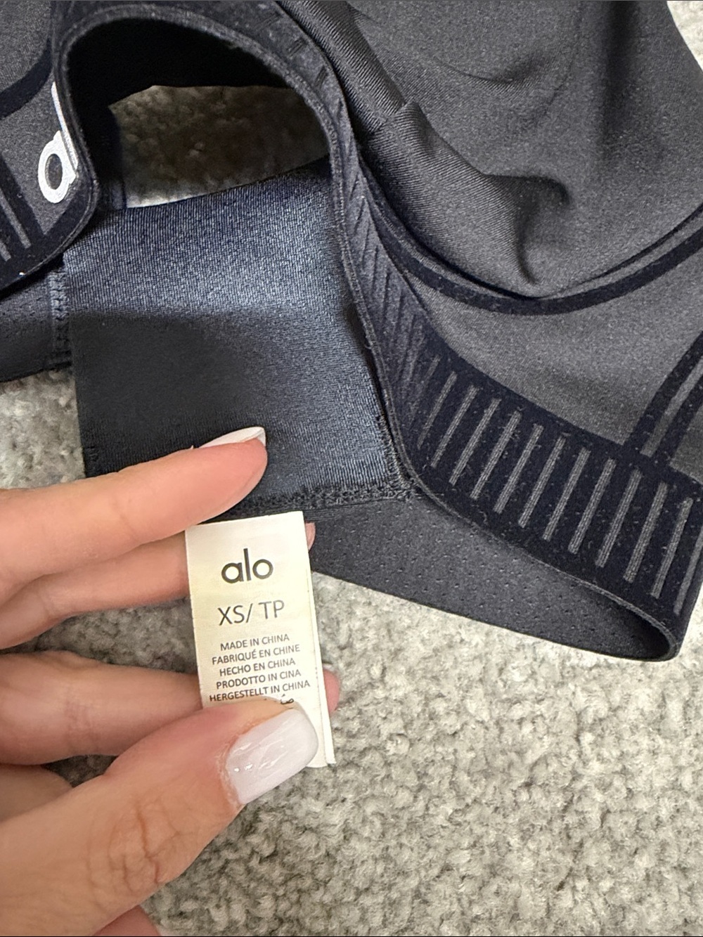 ALO Yoga Black V-Neck Sports Bralette with Elastic Underband - Picture 2 of 2